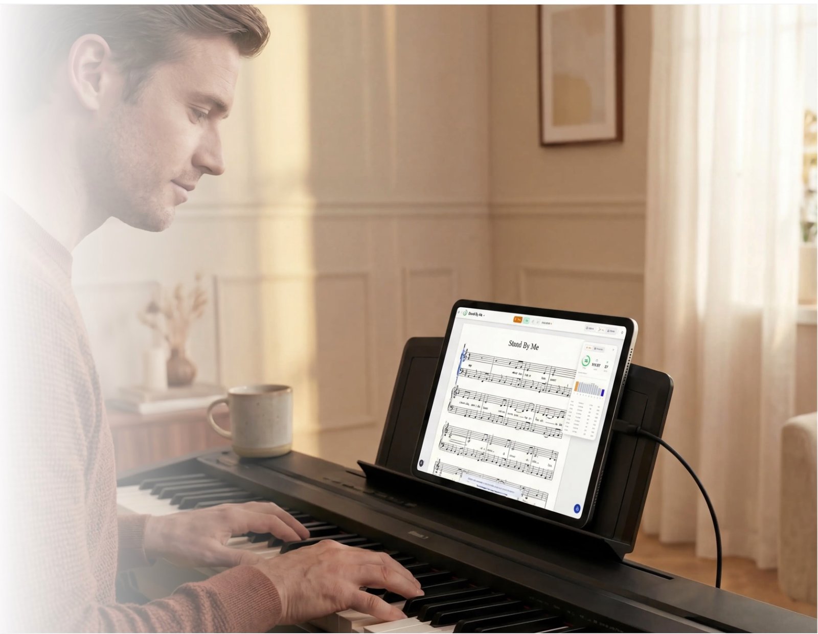 Pianiste utilisant l'application MasterPiano